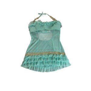 Fredericks Of Hollywood Women's Teal Sheer Mesh Lingerie One Piece - Large